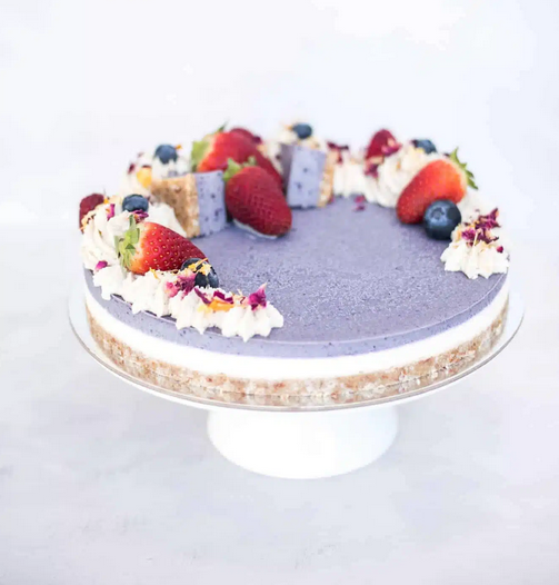 raw passion blueberry & lemon vegan cheesecake