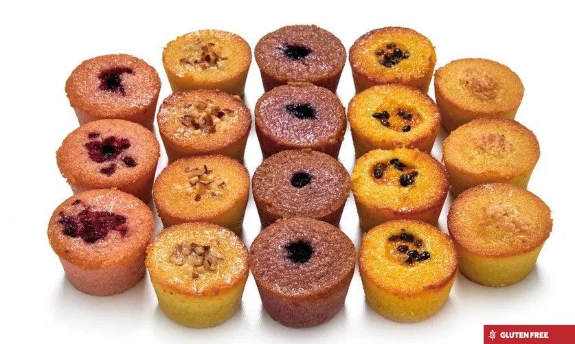 18 Pack of mini friands including Blueberry, Almond, Lemon Curd, Fruits of the Forest, Raspberry and Passionfruit