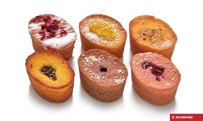 Six Assorted friands including blueberry, almond, lemon curd, Fruits of the forest, Raspberry and Passionfruit
