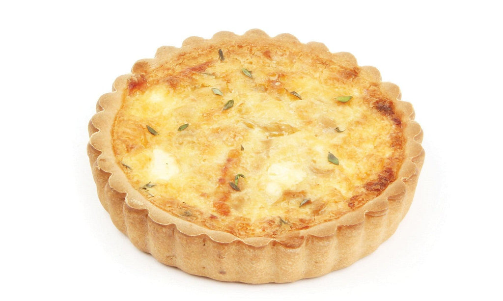 LARGE ROUND GOURMET GOATS CHEESE, CARAMELISED ONION QUICHE (PACK OF 4)
