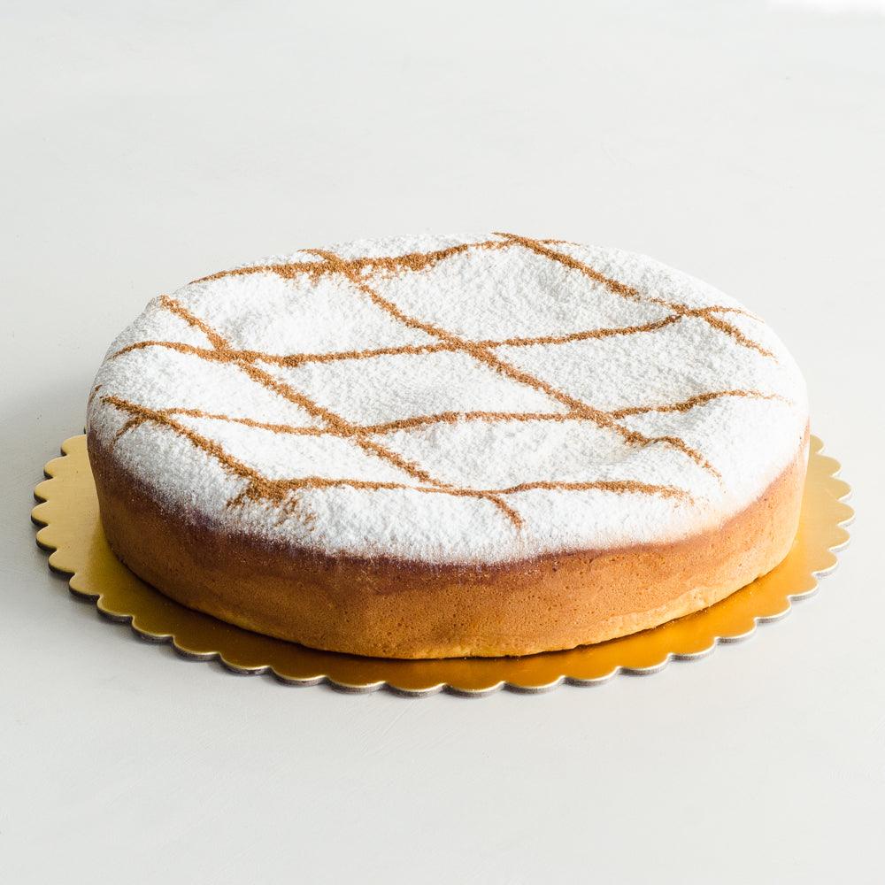 Pasticceria Papas Baked ricotta cheesecake large size with icing sugar