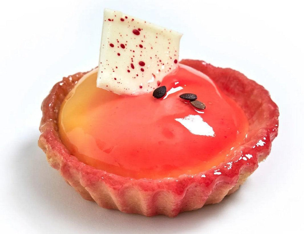 Passionfruit Tart with silky smooth passionfruit curd, all glossed up in a box of 6