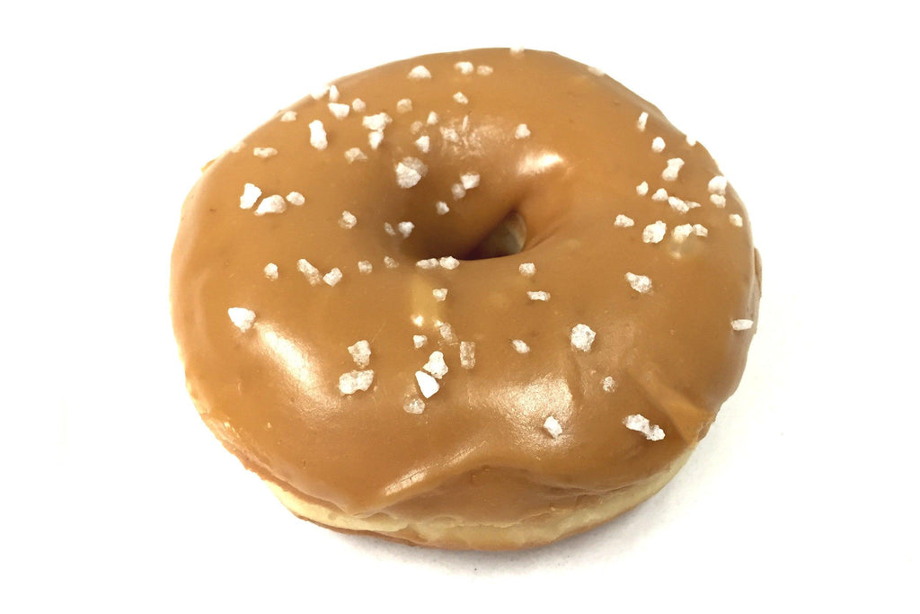 Salted Caramel Donut which is Soft and fluffy inside with a sweet salted caramel flavoured icing