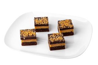 LITTLE SECRETS BAKEHOUSE CHOCOLATE, SALTED CARAMEL & HAZELNUT SLICE - GLUTEN FREE (BOX OF 6)
