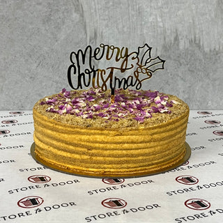MERRY CHRISTMAS GOLD CAKE TOPPER