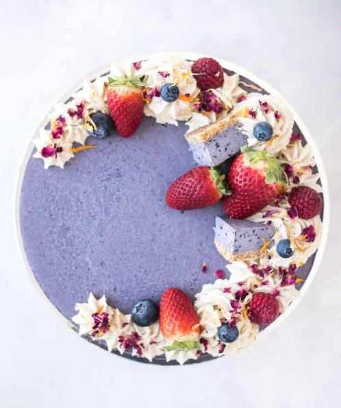 raw passion blueberry & lemon vegan cheesecake