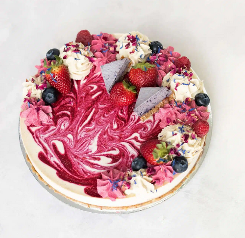 raw passion raspberry & vanilla vegan cheesecake