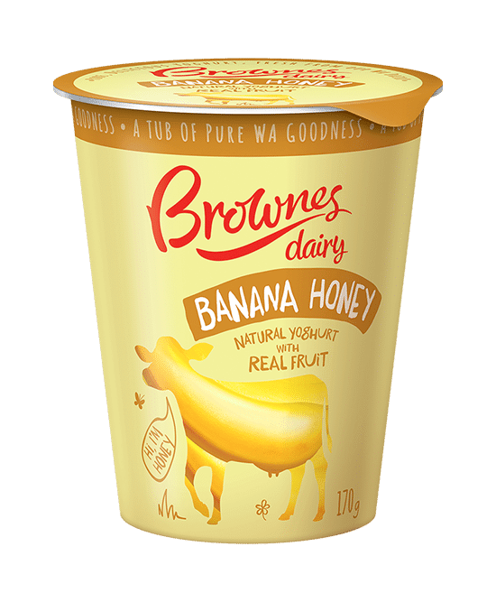 BROWNES DAIRY BANANA HONEY NATURAL YOGHURT 170G HOME DELIVERY