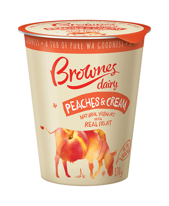 BROWNES DAIRY PEACHES & CREAM NATURAL YOGHURT 170G DELIVERED SYDNEY WIDE