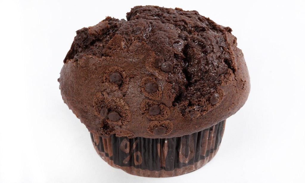 Large American style chocolate muffin Flavoured with cocoa and chocolate chips.
