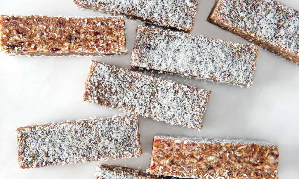 Cranberry & Coconut Vegan Breakfast Bar with nuts, seeds and fruit with a dash of lemon essential oil for zest in a pack of 10