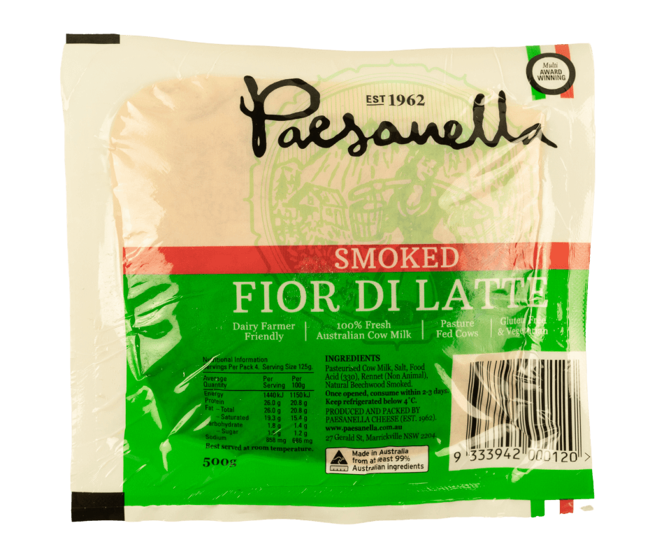 Paesanella Smoked Fiore Di Latte 500g Australian pasture fed, gluten free and vegeterian
