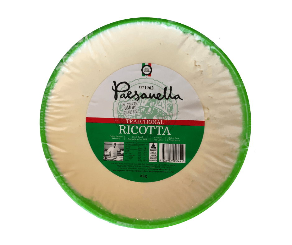 Paesanella Traditional Ricotta 2kg Vacuum Basket Australian Made Cheese