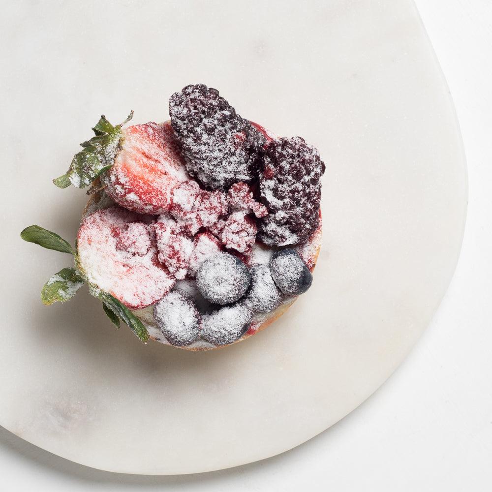 Pasticceria Papa's single serving berry tart with icing sugar