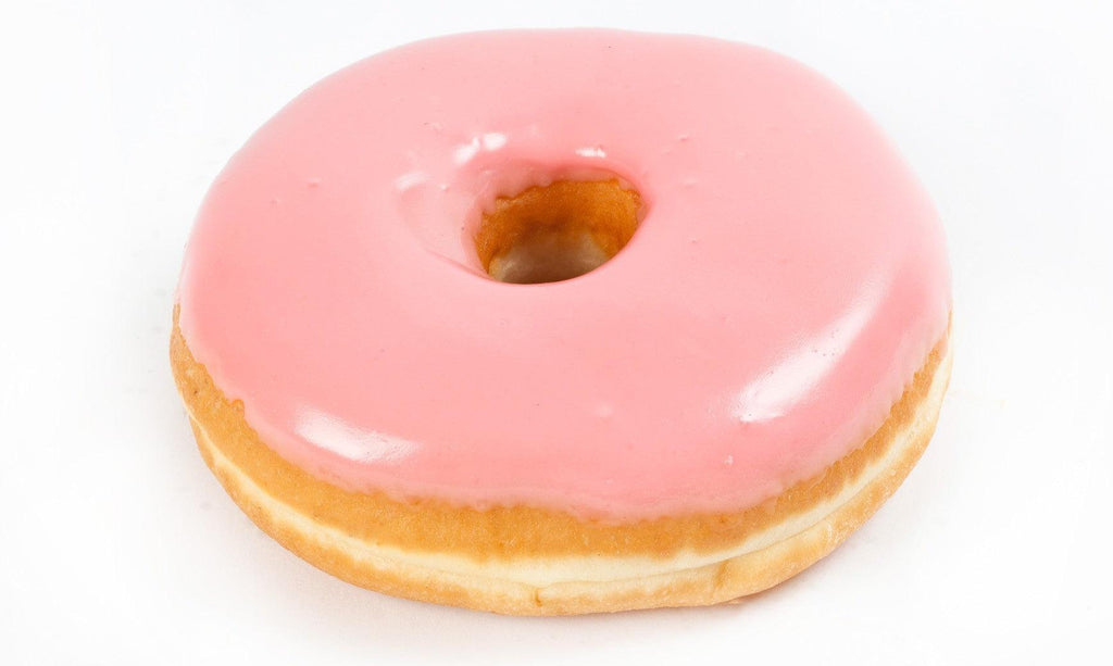 Strawberry Donut made with Soft and fluffy inside with a thin crust of strawberry flavoured icing on top.