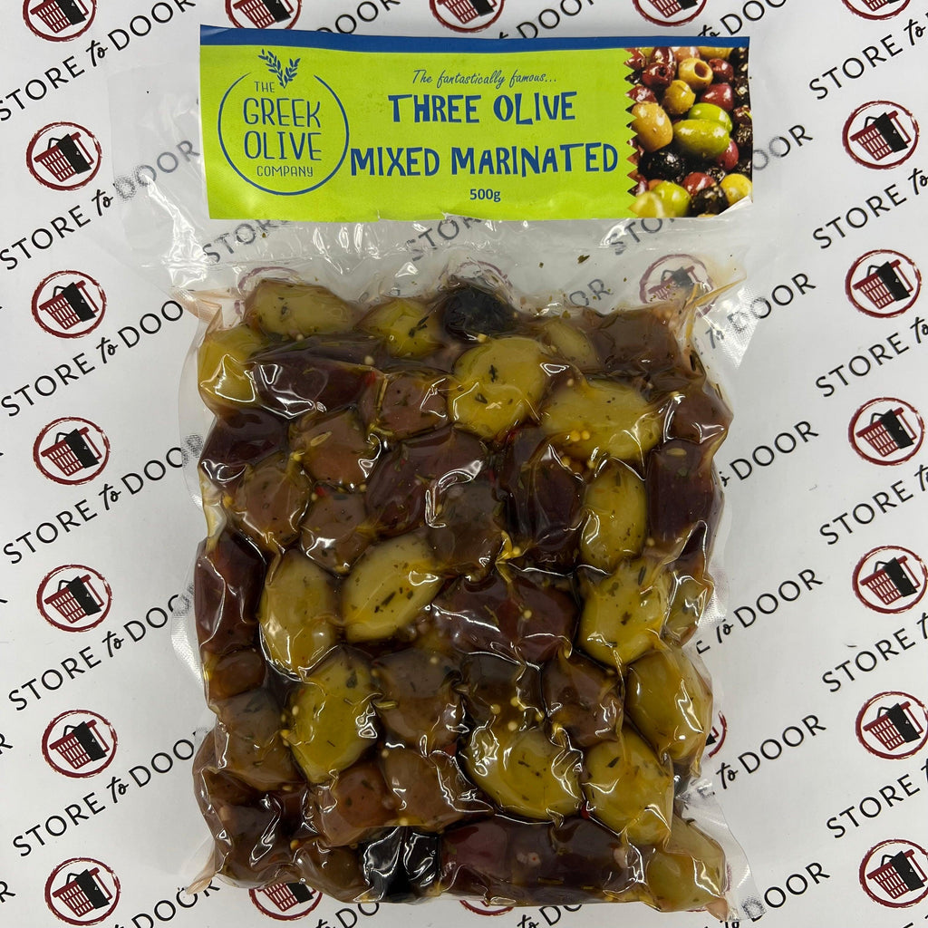 THREE OLIVE MIX MARINATED OLIVES 375G - STORE TO DOOR