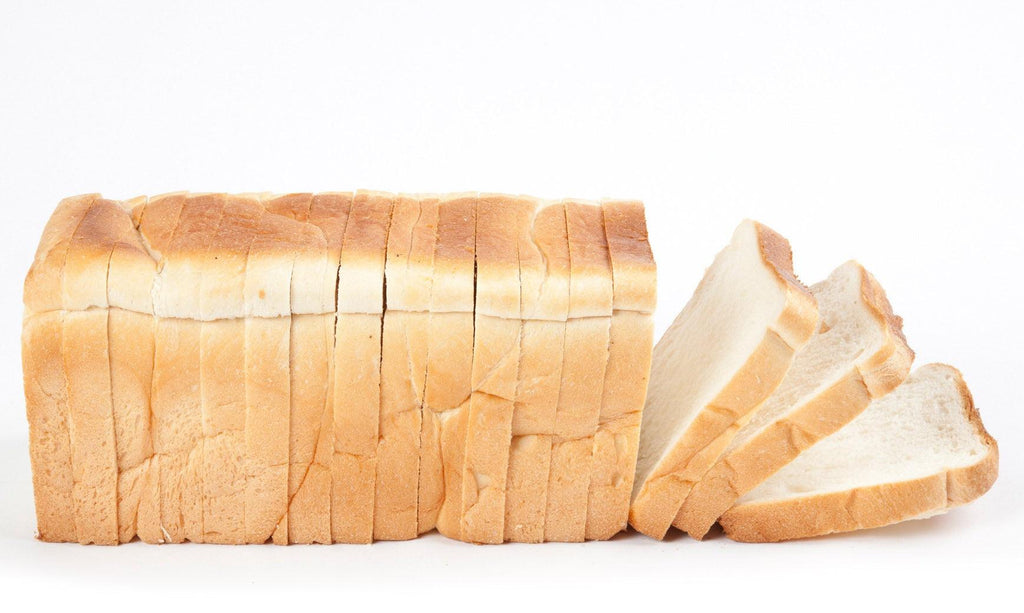 White sliced bread is soft and fluffy sliced in 1.9cm Thickness